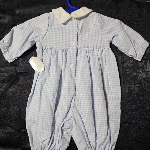 Y2K - NWT Sophie Dee Smocked Gingham Winter Romper – 1 Month Y2K 2000S VINTAGE - Picture 2 of 3